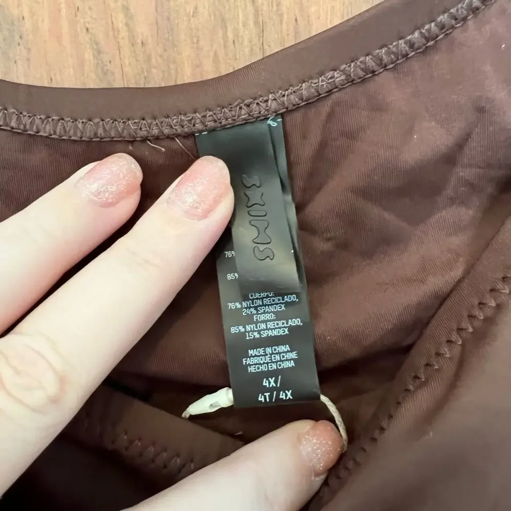 NWT Skims Recycled Swim Micro Tanga‎ Cheeky Bikini Bottoms Cocoa 4X Brown